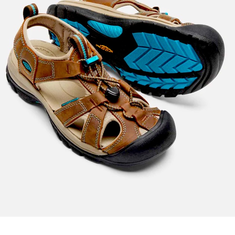 Keen women’s Venice H2, Dark Earth Caribbean Blue Hiking/water sandals size 9